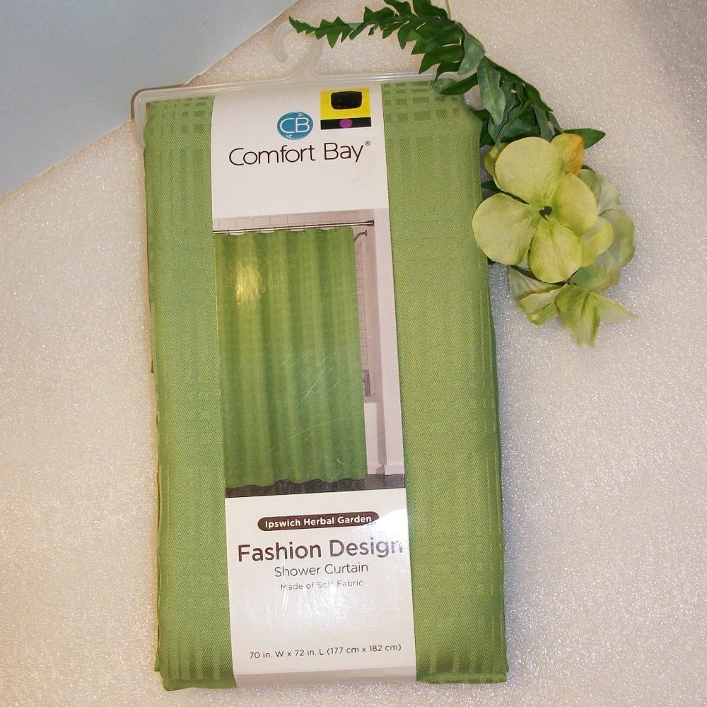 ❄️HP❄️ COMFORT BAY Shower Curtain 70X72 NEW Herbal Green